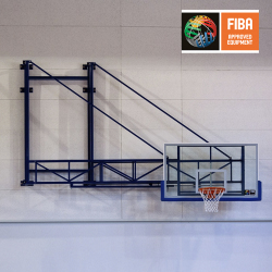 Ферма баскетбольная настенная складная Trevi, вынос 3,25 м, сертификат FIBA