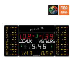 Универсальное табло для игровых видов спорта 3 модуля, видимость 90 м, одобрение FIBA